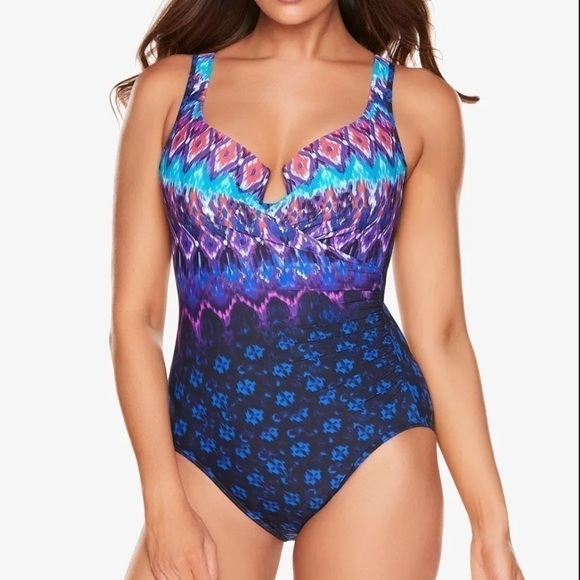Miraclesuit Bela Alba Escape Underwire Tummy Control One Piece Swimsuit